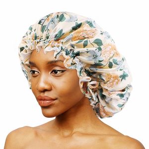 Afrykańska ankara nadruk turban satynowy śpiąca czapka nocna spać hat elastyczna pielęgnacja włosów maska ​​głowa chemo czapki fryzjerskie czapki
