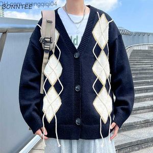 Cardigan Designer de Cardigan Argyle College Prep Fashion Student Fashion Rous Rua Rua Cool Casual Retro Unisex KPOP Z230815