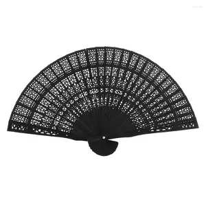 Figurine decorative Fans Chinese Hand Sandalwood Pannello pieghevole Ventage per la doccia da matrimonio danzante Birthday (Nero)