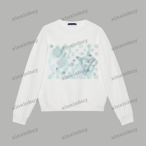 xinxinbuy erkek kadın tasarımcı sweatshirt deniz yosunu mercan renkli grafiti baskısı kazak gri mavi siyah beyaz m-2xl