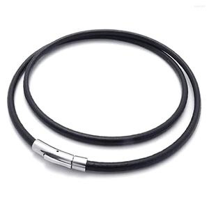 Jewelry Pouches Men's Necklace - Chain 3mm Cord PU Leather -for Men Color Black Silver With Gift Bag 45cm