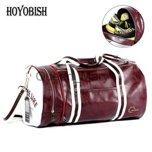 Duffel Torbalar Hoyobish Büyük Kapasite Seyahat Çantaları Avrupa Erkekler El Duffle Bags Su geçirmez deri bagaj omuz çantaları OH306 J230815