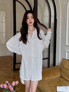 Women's Sleepwear Women Nightdress Boyfriend Style Shirt Sexy Temptation Pajamas Sleep Tops Long Sleeve Dress