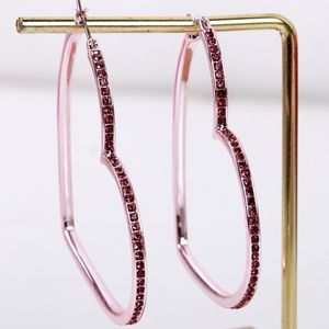 Stud Pink Crystal Hollow Big Heart Hoop Earrings for Women Exaggerated Peach Heart Statement Earring Trendy Party Jewelry Gifts 230815