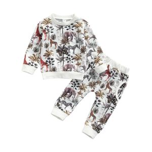 Clothing Sets 0-4Years Toddler Baby Boy Girl 2Pcs Autumn Clothing Set Long Sleeve Pattern Top Long Pants Outfit