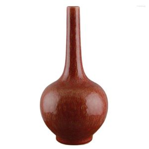 Decorative Figurines Chinese Old Government Porcelain Kiln Red Glazed Vase