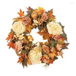 Kwiaty dekoracyjne jesień kwiatowy wieniec realista jesienny wystrój 15.75 cala Klony Klony Peoniodę na Święto Dziękczynienia Dnia Farmhouse
