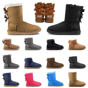 Women Winter Australia Designer Buty futra Uggsboots Botki Furry Classic Mini Snow Bott Plusz Krótka Krótka klamra 2 Bowtie dla kobiet luksurys rozmiar 36-41