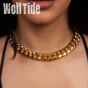 18K Gold & White Gold Plated Cuban Link Chain Choker & Long Necklace 10mm 14mm 18mm Miami Curb Neck Chains Hip Hop Rapper Jewelry Gifts for Men and Women Bijoux