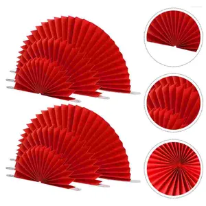 Decorative Figurines 6Pcs Chinese Hanging Paper Fans Set Red Folding Fan Decoration 2023 Spring Festival Year Party Favors Supplies