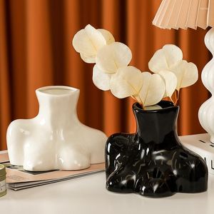 Vazolar Nordic Style Seramik Dekorasyon Ev Oturma Odası Hidroponik Çiçek Parlak Yarım Beden Modern Sanat Dekor Vazo