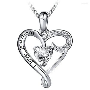 Pendant Necklaces Huitan Chic Love Necklace For Mother Silver Color Box Chain Fancy Luxury Women Neck Accessories Mother's Day Gift Trendy