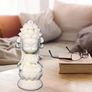 Dekorative Figuren Chinesische Cartoon Guanyin Statuette hochwertige handgeschnitzte süße kleine Bodhisattva Home Desktop Dekoration Statue