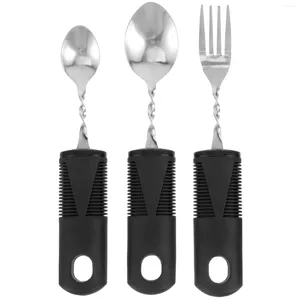 Geschirr-Sets, 3-teilig, biegsames Besteck, gewichtete Utensilien, ältere Menschen, Edelstahl, Behinderte, tragbares Besteck, Geschirr, adaptive Menschen