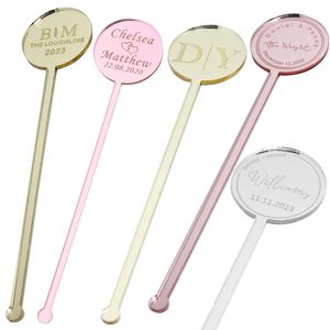 Andra evenemangsfestleveranser 10152060 Personlig dryck Stirrers Graverade Sticks Etched Bar Sticks Swizzle Acrylic Table Tag Baby Shower Decor 230814