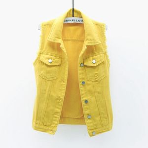 QNPQYX Sleeveless Short Jean Coat Streetwear Female Women Single Breasted Denim Vest Autumn Winter Solid Casual Turn-down Collar Pocket