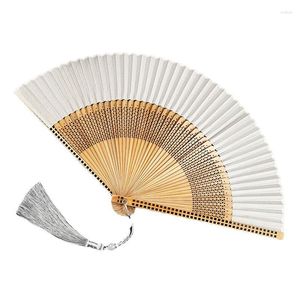 Dekorativa figurer Fracture Fan Portable Tassel Female Chinese Style Dancing Cheongsam Folding Bamboo