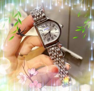 Famous special shape roman tank dial watch 35mm Luxury Fashion Crystal stianless steel band clock Women Quartz Movement Ladies quartz watch wholesale price selling