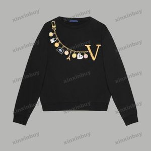 xinxinbuy Men women designer Sweatshirt chain Letter Jacquard print sweater gray blue black white M-2XL