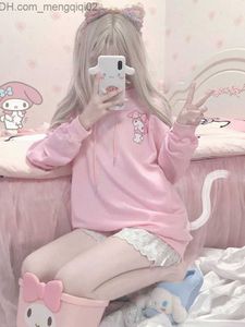 Herrhuvtröjor Huvtröjor Houzhou Kaii Harajuku Y2K Style Hoodie Women's 2023 Japan Sweet Sweet Pink Printed Cartoon Super Dalian Hoodie Sweatshirt Z230815