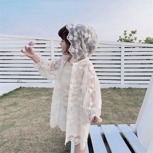 Jacken Sommersonne UV -Schutz Moskito Long Kleinkind Strickjacke Lace Kids HOODED Outerwear Girls Princess Coat 230814