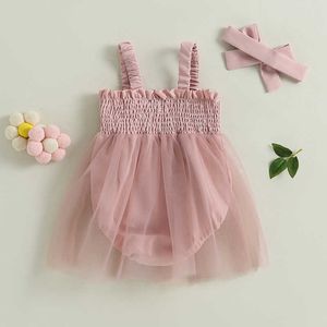 Mädchen Kleider Sommer Neugeborenen Baby Strampler Säugling Baumwolle Ärmelloses Strampler Kleid mit Stirnband Baby Mädchen Tüll Overalls Baby Kleidung 0-24M