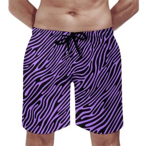 Men's Shorts Lila Zebra Strip Board Animal Print Comfortable Short Leisure Big Size Swim Trunks Men