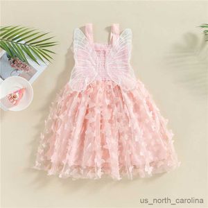 Mädchenkleider Sommer Neues Baby Kleid süße Schmetterlingsflügel Hosentender Kleid Kleid Ballkleid Kinder Kleid süße Prinzessin Girls Kleid R230815