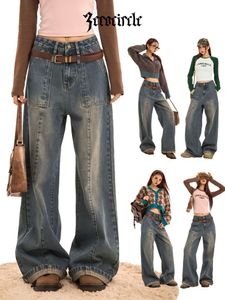 Women's Jeans HOUZHOU American Retro Distressed Baggy Jean Y2K Vintage 90s Streetwear High Waist Denim Pants Female Wide Leg Trousers 230814