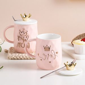 Кружки 430 мл девочки -керамическая чашка японская творческая розовая крона