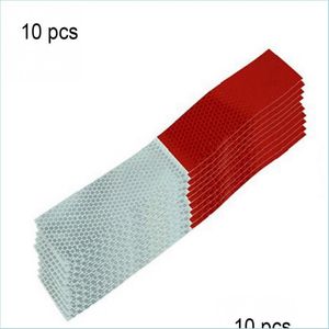 Car Stickers 10Pcs Reflective Warning Strip Truck Supplies Night Driving Safety Secure Red White Sticker 5X30Cm Drop Delivery Mobiles Dhgsf