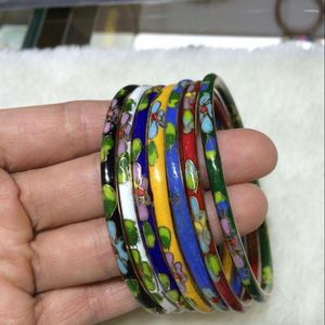 Decorative Figurines Wholesale 7PCS Chinese Handmade Cloisonne Enamel Cuff Hollow Bracelet Bangle