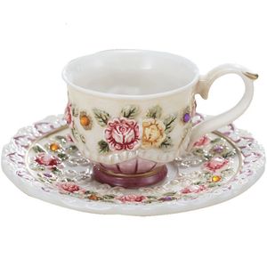 Mugs 1 Coffee Cup Saucer Sets Beauty Handpainted Ceramic Cups Teacup Wedding Party Breakfast cup Christmas Gift 230815