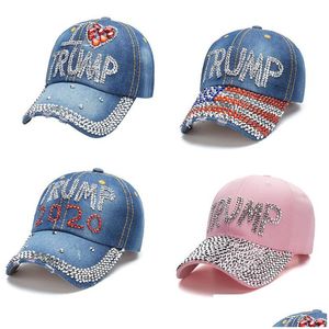 Ball Caps USA Presidente Election Party Hat per Donald Trump Biden Keep America Great Baseball Cap Hinestone Snapback Hats Men Women D Dhjdz