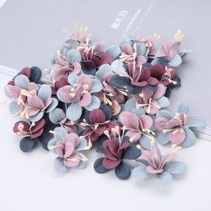 Dekorative Blumen 10pcs künstliche Superfiner Faserkopf Seide DIY gefälschte Hausaufkleber Dekor Lieferungen Hochzeitskranz Tiara Kunsthandwerk