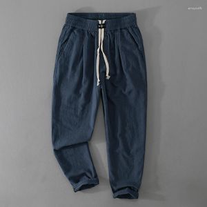 Calça masculina 2023 Primavera de linho de verão de algodão casual mass roupas simples de calças finas respiráveis ​​diariamente masculinos leves