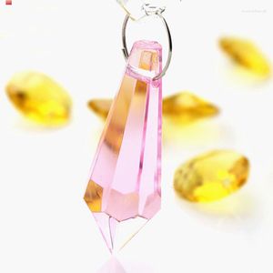 Avize kristal 100pcs 36mm Sparkle Pembe Cam Kolyeler (Ücretsiz Yüzükler) Lamba Parçaları ICICLE DROPLAR