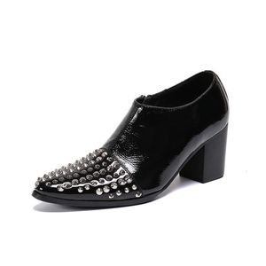 Dress Shoes High Heels Fashion Luxury Party Men Height Increase Rivets Mens Nightclub Bars Show White Red Black 230814