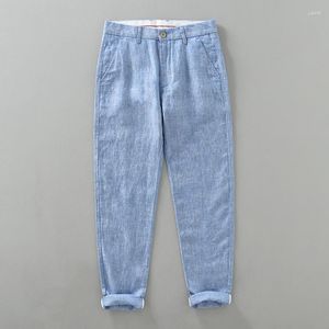 Men's Pants Linen Harem Men Solid Color Casual Thin Breathable Trousers 2023 Spring Blue Smart