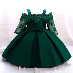 Flickans klänningar Baby Girls Christmas Dress Born Baptism Princess Party Dresses Spets Sleeve Toddler Girl Clothes 1 Years Birthday Wedding Gown 230815