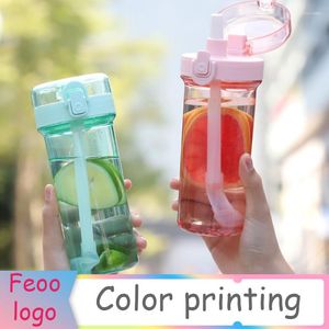 Water Bottles Outdoor Bottle With Straw Sports Leak Proof Eco-friendly Children School Lid Hiking Camping Plastic