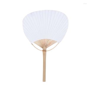 Figurine decorative White Bamboo Paddle Fans Classic Chinese Round Hand Paint