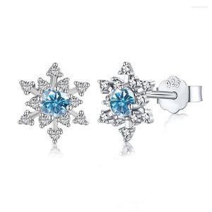 Stud Earrings WPB S925 Sterling Silver Women's Snowflake Female Bright Zircon Luxury Jewelry Girl's Holiday Gift Party