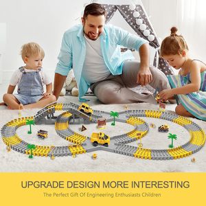 Electric/RC Track 333 Pcs DIY Construction Race Tracks Boys Toys Engineering car and Flexible Playset Game Create Road Gifts for Girls Kids 230814