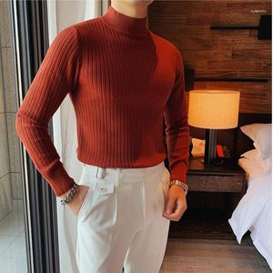 Maglioni maschile 2024 Colore solido Slim elastico sottile pullover sottile Spring Autumn Autumning Knitting Brand Switer Men S-3xl