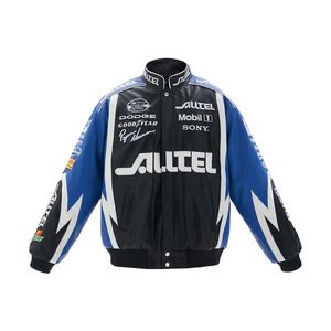 Mens Ceketler SS Deri Sınırlı Ürün Vintage Yarış Kıyafetleri Avrupa Mavi Siyah Beyzbol Motosiklet Ceket 230815