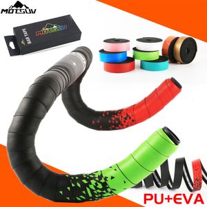 Bike Handlebars Components MOTSUV Bicycle Handlebar tape Road bike Camouflage handle belt warp with bar plugs 1 pair PU EVA racing Grip bicycle Accessories 230815