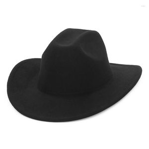 Berets Gemvie Adult Faux Wool Fedro Top Hat Cowboy Felt