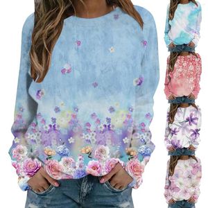 Damen Hoodies High Neck Women Fleece für Blumendruck, das mehrfarbige Frauen Fuzzy -Pullover -Outfit rendert