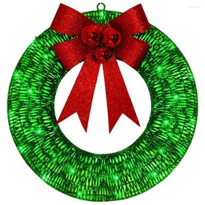 Decorative Flowers Christmas Doorplate Garland Festival Celebration LED Warm Light Door Wreath Party Supplies Scene Layout For Home